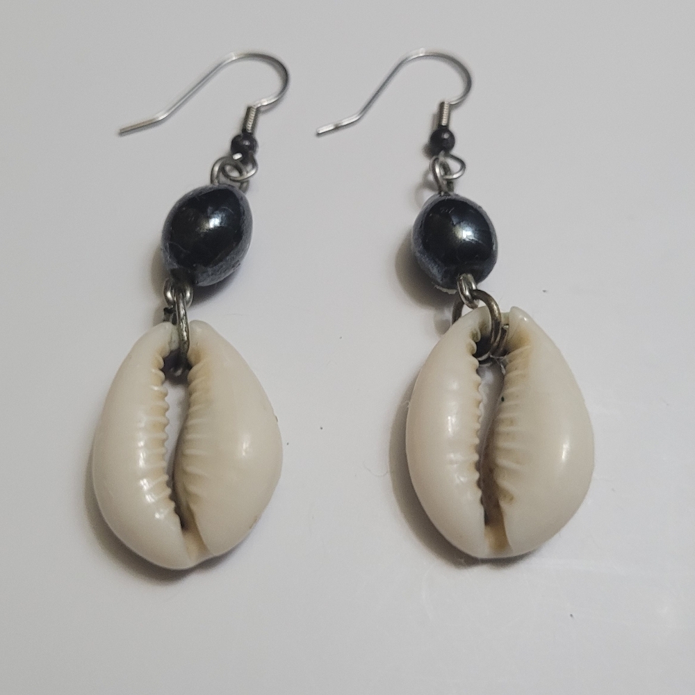 African vintage Cowrie Shell earring dangles